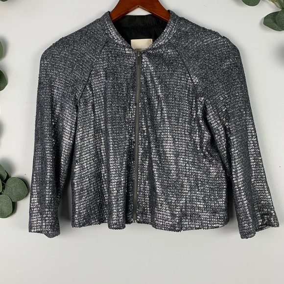 silence + noise Jackets & Blazers - SILENCE + NOISE • Full Zip Sequin Bomber Jacket XS